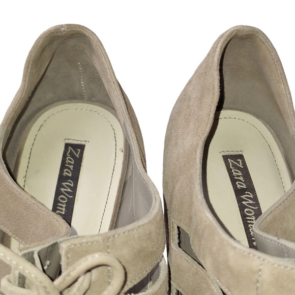 Zara Sz EU41/US10 Lace-up Cut-Out Caged Platform Sandals Heels - Picture 6 of 15